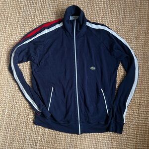 (Sold)Vintage Lacoste Dark Blue Knit Zip Tracksuit Sweater